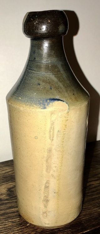 Rare Small Pint Size Dr JA Brown Baltimore MD Stoneware Blue Top Beer Bottle 9