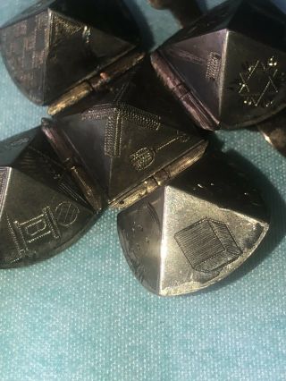 Antique Vintage Mason Masonic Cube Pendant Cross Sterling Degree Lessons 8