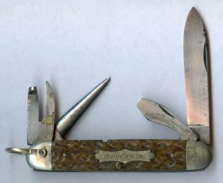W.  H.  Morley & Sons Germany Vintage Scout Knife Old Type Bone Handle Rare Os.