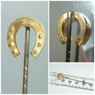 Victorian 15ct 625 Gold Horseshoe Stick Stock Pin Tie Pin Equestrian Horse Lucky