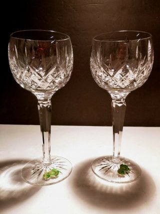 Vintage Waterford Crystal Lismore (1957 -) 2 Wine Hocks 7 3/8 " 6 Oz Ireland