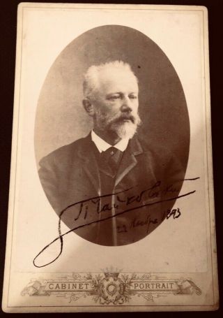 Rare Сabinet Photography Signed Of Pyotr Ilyich Tchaikovsky Autograph 1893
