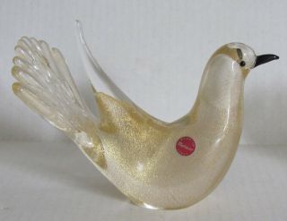 Vintage Pair (2) Art Glass BIRD Figures GOLD Fleck MURANO Glass ITALY 2