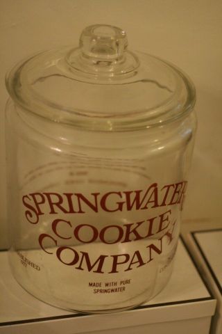Vintage Huge Large 2 Gallon Springwater Cookie Company Glass Jar Red Clear