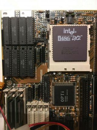 RARE Vintage Retro Intel 486 DX2 66MHz PC OPTi 895 motherboard Trident TVGA9000C 2