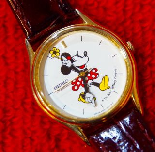 Vtg Disney Seiko Mickey / Minnie Mouse Watch W/ Box & Exc