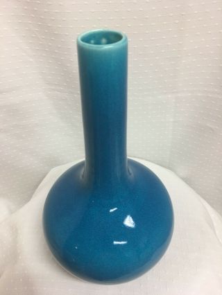 Vintage Art Pottery Turquoise Vase By Fred Robertson Of Hollywood California