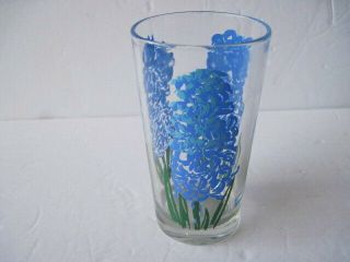 Vintage Boscul Peanut Butter Glass Tumbler " Hyacinth " Flower All Blue
