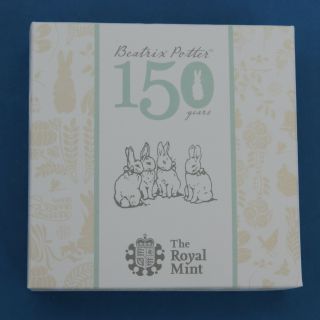 Rare Beatrix Potter Peter Rabbit Piedfort Silver Proof Coin 150th Anniversary