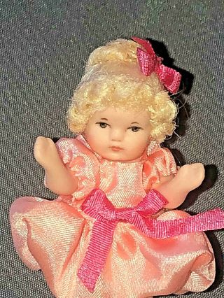 Vintage Artist Made CATHY HANSEN Bisque Miniature LITTLE GIRL DOLL Curly Hair 2