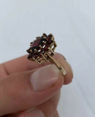 9ct Gold Garnet Large Cluster Ring 9K 375. 4