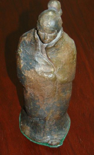 Bronze Native American Woman Sculpture 10 " Tall Almost 8lbs