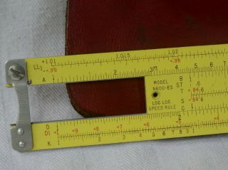 Vintage Pickett N600 - ES Slide Rule Log Log Speed Rule Leather Belt Case 4