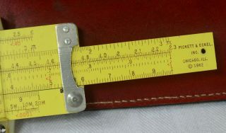 Vintage Pickett N600 - ES Slide Rule Log Log Speed Rule Leather Belt Case 7
