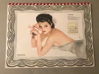 Vintage 1943 Varga Pin - Up Girl Complete Calendar With Backing Esquire Phil Stack