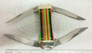 Fight ' n Rooster Frank Buster Double back Muskrat knife,  RARE candy stripe handle 2