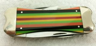 Fight ' n Rooster Frank Buster Double back Muskrat knife,  RARE candy stripe handle 6