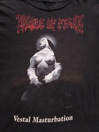 Vintage CRADLE OF FILTH Vestal Masturbation Nun T - Shirt XL 1998 90s Goth Metal 3