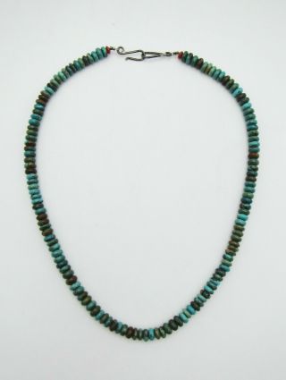 Vintage Native American Navajo Small Turquoise Polished Disc Bead Necklace
