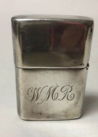 Vtg Sterling Silver Cased Flip Top Petrol Pocket Lighter,  Made In Mexico