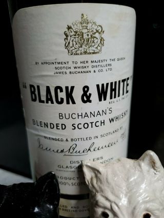 RARE Vintage BLACK & WHITE SCOTCH WHISKEY Bottle Holder & Bottle / INDY 500 7