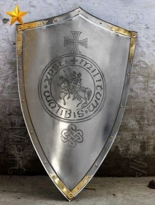 Vintage Medieval Knight Shield All Metal Handcrafted Armour Shield Sca Gift