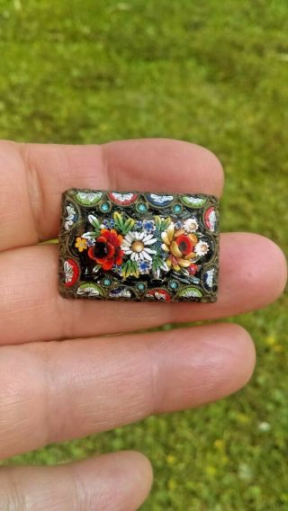 Antique Micro Mosaic Italian Brooch Pin Costume Jewelry