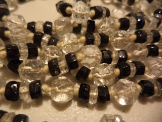 Antique Art Deco Black & Clear Faceted Glass Bead Beaded Flapper 57 