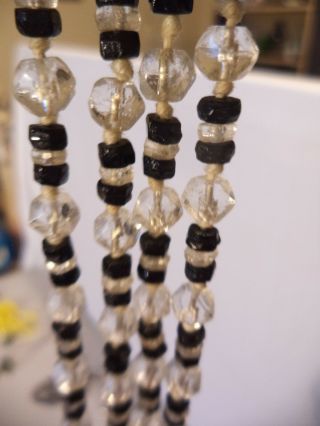Antique Art Deco Black & Clear Faceted Glass Bead Beaded Flapper 57 