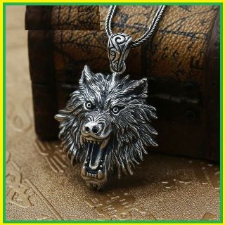 Pendant 100 Real 925 Sterling Silver Vintage Jewelry Men Women Animal Wolf Head