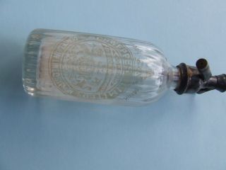 Schweppes Etched Vintage Miniature Soda Syphon 6 Inches High With Chrome Top