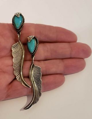 Bold Southwestern Sterling Silver Feather Earrings