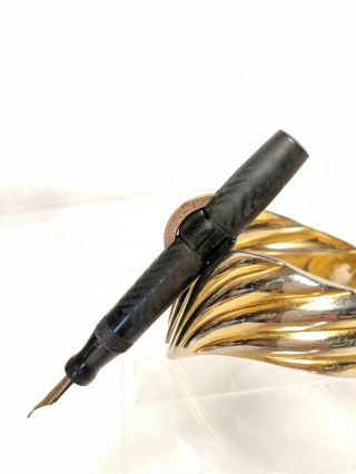 Vintage Conklin Crescent Filler Black Chased Hard Rubber 20P Fountain Pen 6