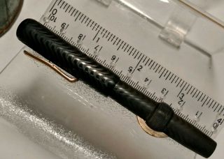 Vintage Conklin Crescent Filler Black Chased Hard Rubber 20P Fountain Pen 7