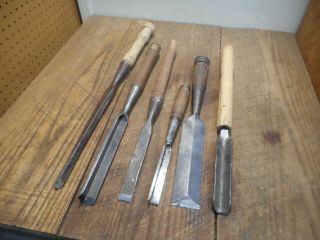 L4202 - Large Vintage & Antique Wood Chisels - Woodworking Tools - Beatty,  Etc