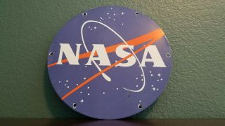 Vintage Nasa Aeronautics Porcelain Space Shuttle Launch Apollo Meatball Sign