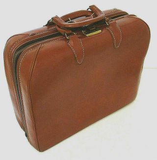 Glad - O - Zip Vintage 1950s Luggage Overnight Bag Top Grain Cowhide Usa
