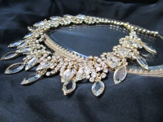 Vintage Juliana D&e Gold Tone And Clear Rhinestone Bib Wedding Necklace Choker