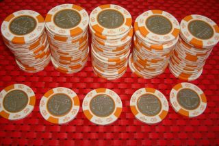 Rare Stardust Rack Of 100 $1.  Bud Jones Silver Coin Center Las Vegas Chips 1985