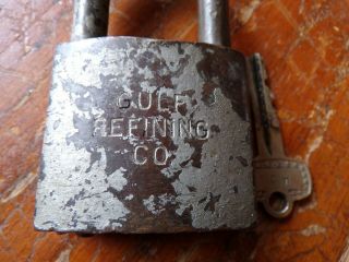 Vintage Gulf Refining All Brass Best Padlock With Key Best Logo Gas Oil