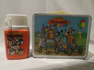 Vintage 1977 " The Fantastic World Of Hanna Barbera " Metal Lunchbox With Matching