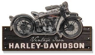 Harley - Davidson Wooden Vintage Iron Motorcycle Silhouette Sign,  Black Cu - Vi - Harl