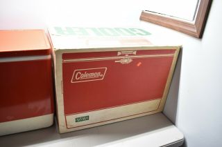 Vintage Rare Red Coleman Cooler W/ Beer Handles Tray Box Snow - Lite 3