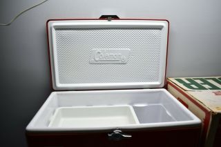 Vintage Rare Red Coleman Cooler W/ Beer Handles Tray Box Snow - Lite 5