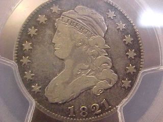 1821 Capped Bust Quarter Pcgs Fine 15 Rare Coin