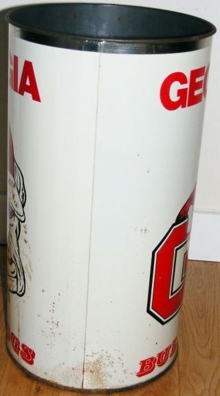 Vintage 1970s Georgia Bulldogs Metal Trash Can Waste Basket NCAA Football Team 3