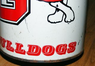 Vintage 1970s Georgia Bulldogs Metal Trash Can Waste Basket NCAA Football Team 7