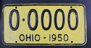 Vintage 1950 Ohio Sample License Plate Waffle 0 - 0000