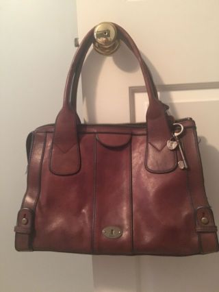 Fossil Vintage Reissue Satchel Handbag Purse Brown Leather