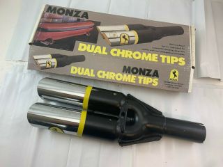 Vintage Old School Dual Slash Monza Resonated Exhaust Tip 1/7/8 " Inlet Nos